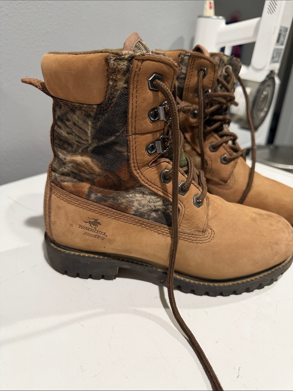 Winchester Kids' Tan Camo Lace-Up Boots
